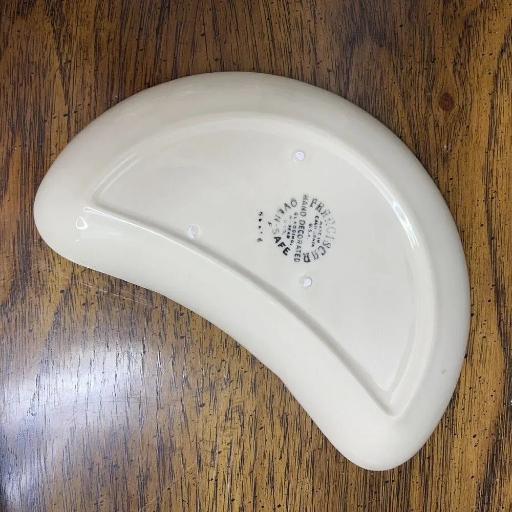 Franciscan Apple Crescent Plate USA Dessert Vintage 1950's Hand Decorated‎